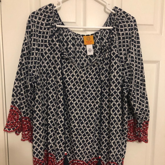 Ruby Red navy & white top size 2X - Picture 1 of 3